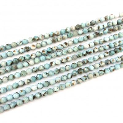 Λάριμαρ (Larimar) φυσικοί ημιπολύτιμοι λίθοι χάντρες πολυγωνικές 4mm/ 6mm/ 8mm (σειρά∽39cm)
