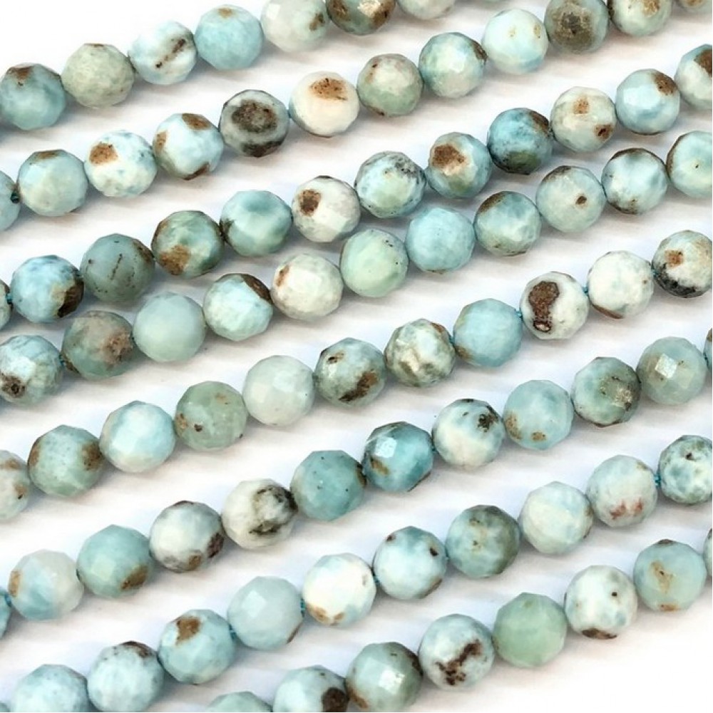 Λάριμαρ (Larimar) φυσικοί ημιπολύτιμοι λίθοι χάντρες πολυγωνικές 4mm/ 6mm/ 8mm (σειρά∽39cm) Λάριμαρ - Larimar