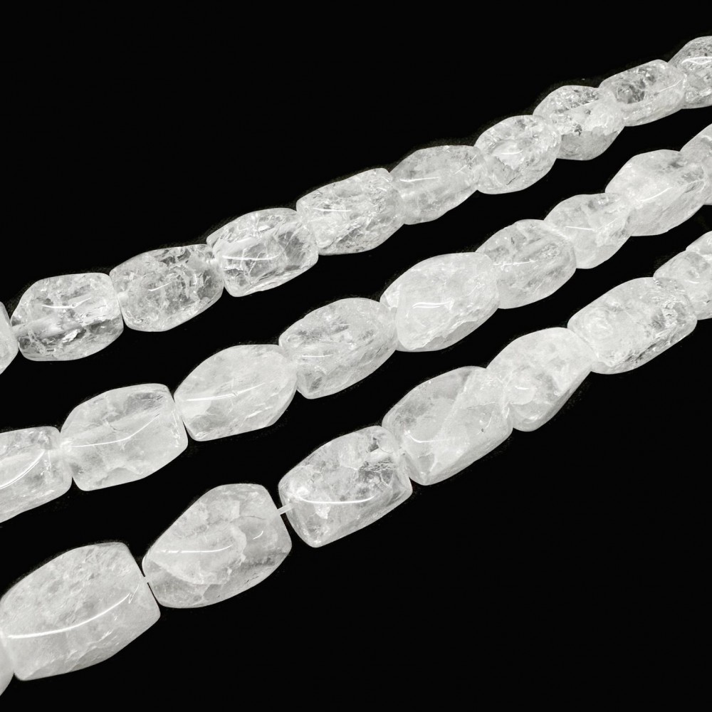 Χαλαζίας λευκός (white Quartz) φυσικοί ημιπολύτιμοι λίθοι χάντρες ορθογώνιες ακανόνιστες 16x10mm (σειρά/39∽40cm∽24χάντρες) Χαλαζίας - Quartz