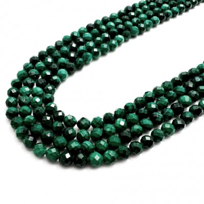 Μαλαχίτης πράσινος (Malachite) φυσικοί ημιπολύτιμοι λίθοι χάντρες πολυγωνικές 3mm (σειρά∽39cm∽134χάντρες)