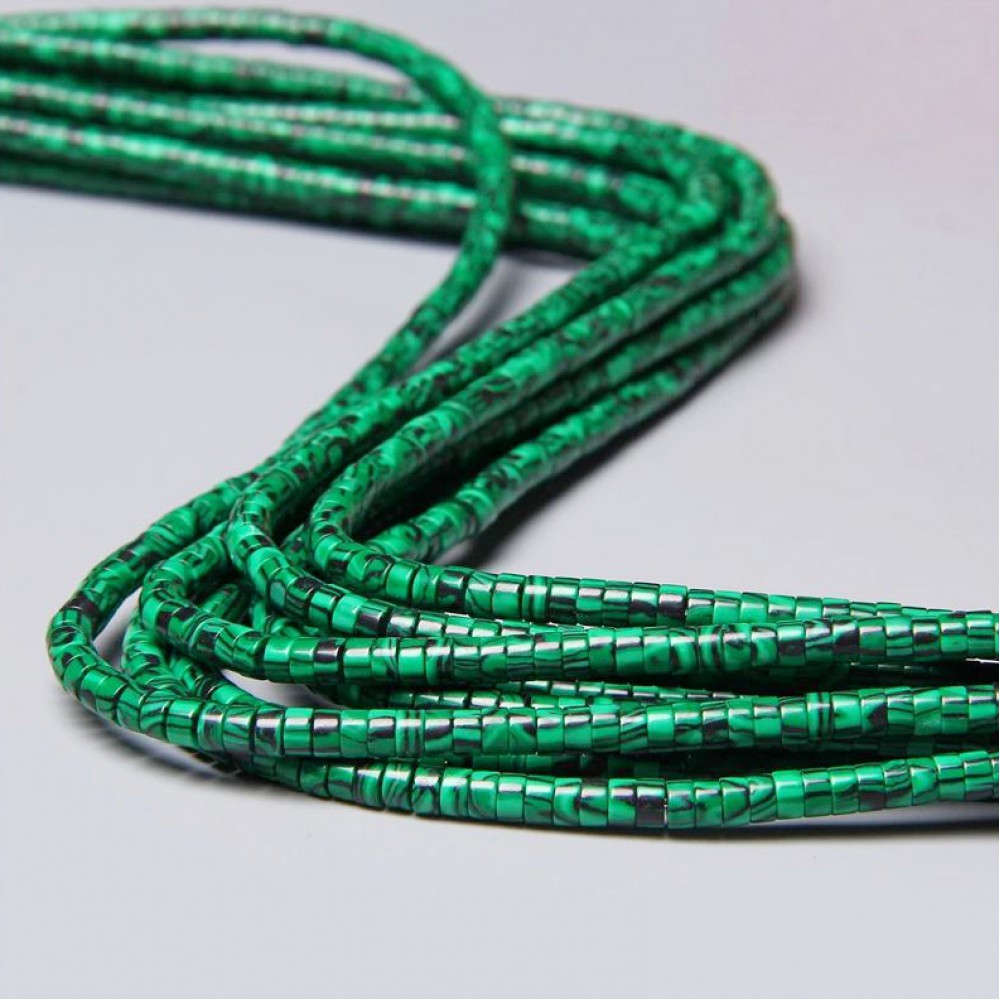 Μαλαχίτης πράσινος (Malachite) φυσικοί ημιπολύτιμοι λίθοι χάντρες ροδέλα 4x2mm (σειρά∽38cm∽150χάντρες) Μαλαχίτης - Malachite