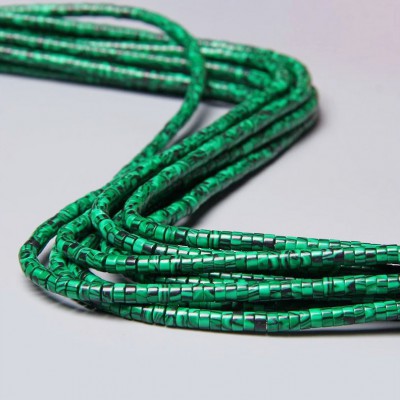 Μαλαχίτης πράσινος (Malachite) φυσικοί ημιπολύτιμοι λίθοι χάντρες ροδέλα 4x2mm (σειρά∽38cm∽150χάντρες)