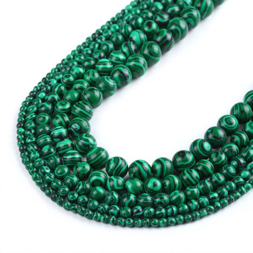 Μαλαχίτης πράσινος (Malachite) φυσικοί ημιπολύτιμοι λίθοι χάντρες 4mm/ 6mm/ 8mm/ 10mm/ 12mm (σειρά/37∽38cm) Μαλαχίτης - Malachite