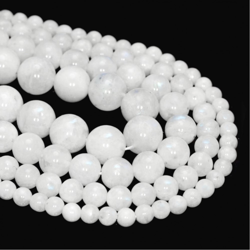 Φεγγαρόπετρα λευκή (Moonstone) φυσικοί ημιπολύτιμοι λίθοι χάντρες 8mm / 10mm (σειρά∽39cm) Φεγγαρόπετρα - Moonstone
