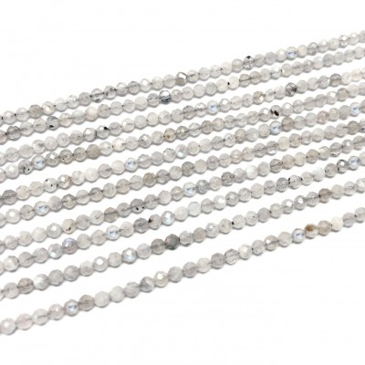 Φεγγαρόπετρα (light gray Moonstone) φυσικοί ημιπολύτιμοι λίθοι χάντρες πολυγωνικές 3mm (σειρά∽40cm∽140χάντρες)