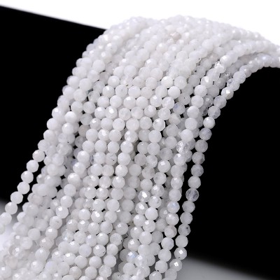 Moonstone white faceted beads natural semi precious stones 3.5mm (string∽38cm∽109beads)