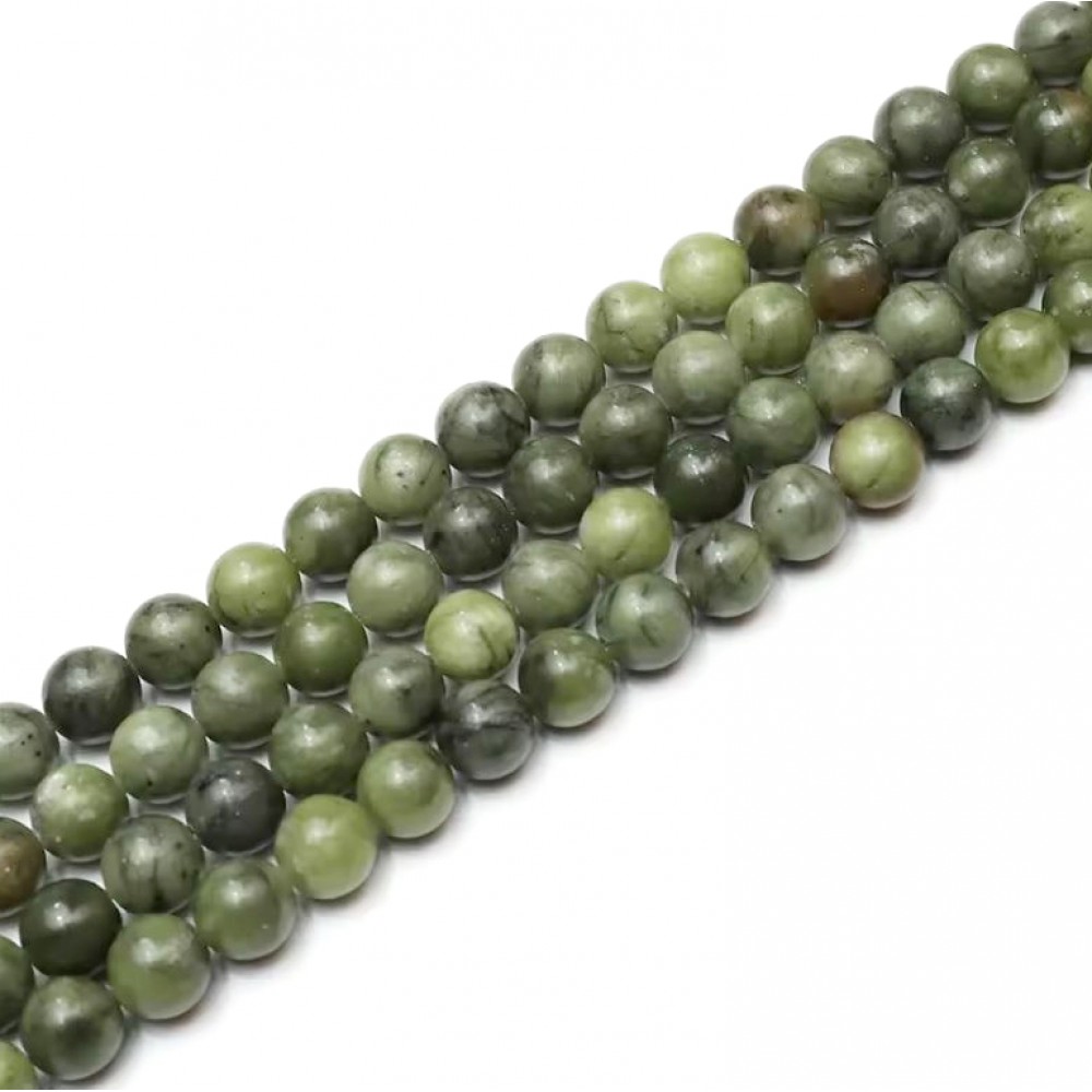 Νεφρίτης (Nephrite) φυσικοί ημιπολύτιμοι λίθοι χάντρες 4mm/ 6mm/ 8mm/ 10mm (σειρά/37∽38cm) Νεφρίτης - Nephrite