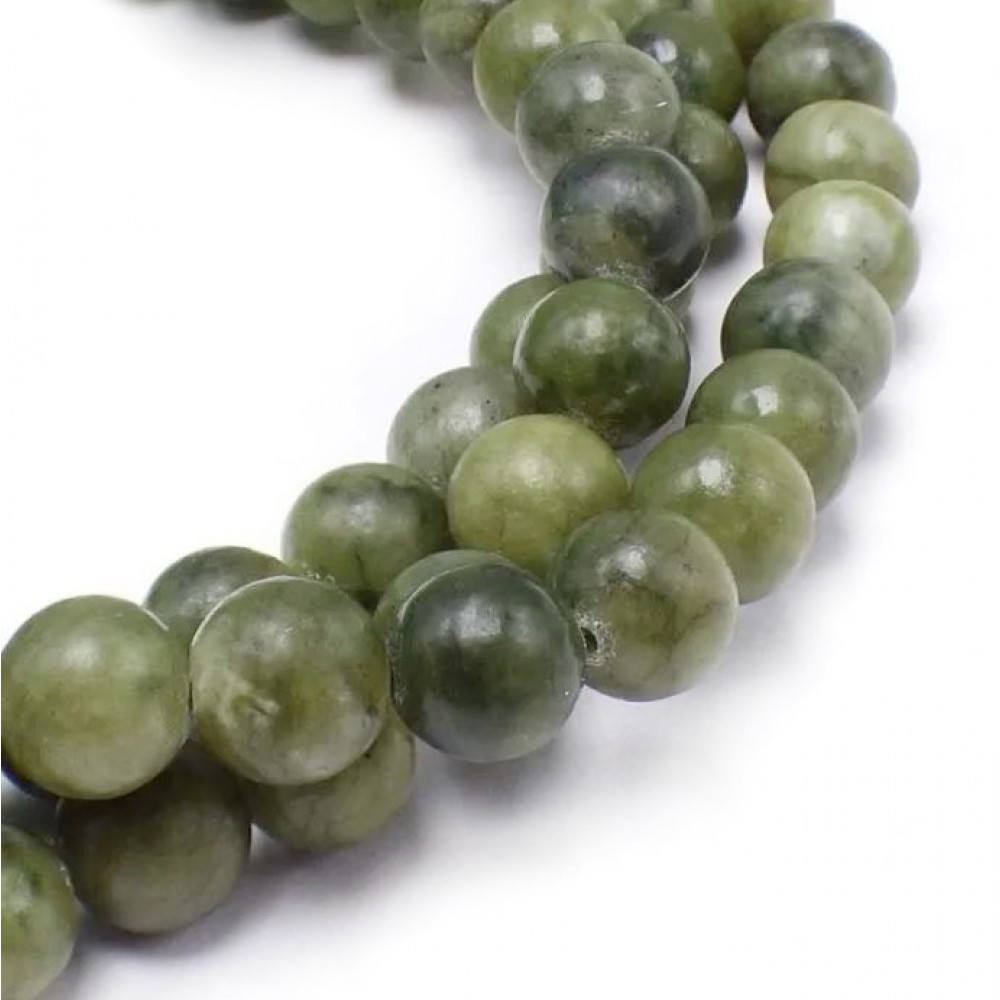 Νεφρίτης (Nephrite) φυσικοί ημιπολύτιμοι λίθοι χάντρες 4mm/ 6mm/ 8mm/ 10mm (σειρά/37∽38cm) Νεφρίτης - Nephrite