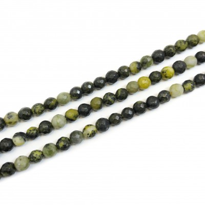 Νεφρίτης (Dark Nephrite) φυσικοί ημιπολύτιμοι λίθοι χάντρες πολυγωνικές 6mm (σειρά∽37cm∽60χάντρες)