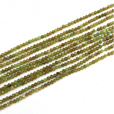 Νεφρίτης (Light Nephrite) φυσικοί ημιπολύτιμοι λίθοι χάντρες πολυγωνικές 2.5mm (σειρά∽38cm∽194χάντρες)