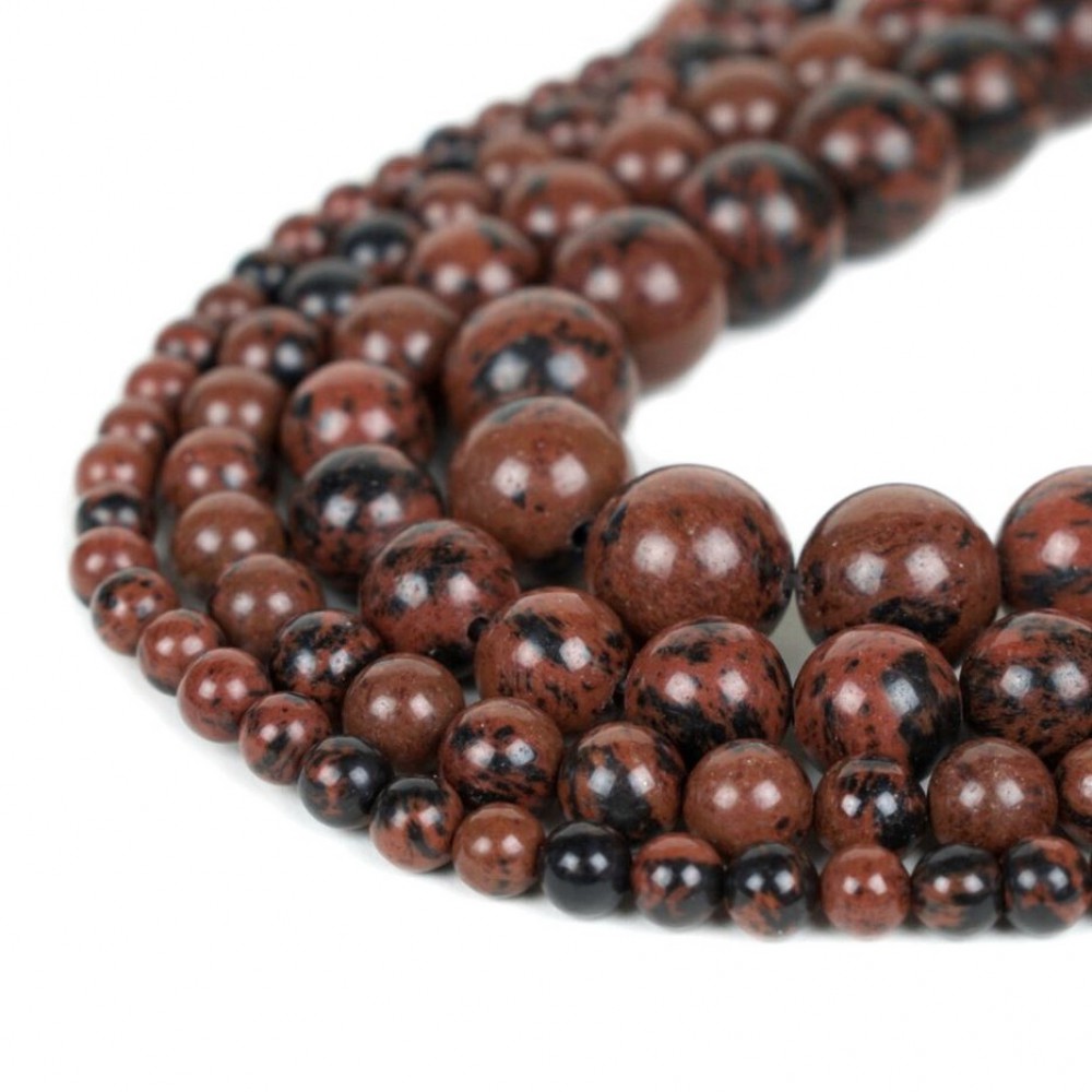 Obsidian Mahogany beads natural semi precious stones 4mm/ 5mm/ 6mm/ 9mm (string/38∽40cm) Obsidian