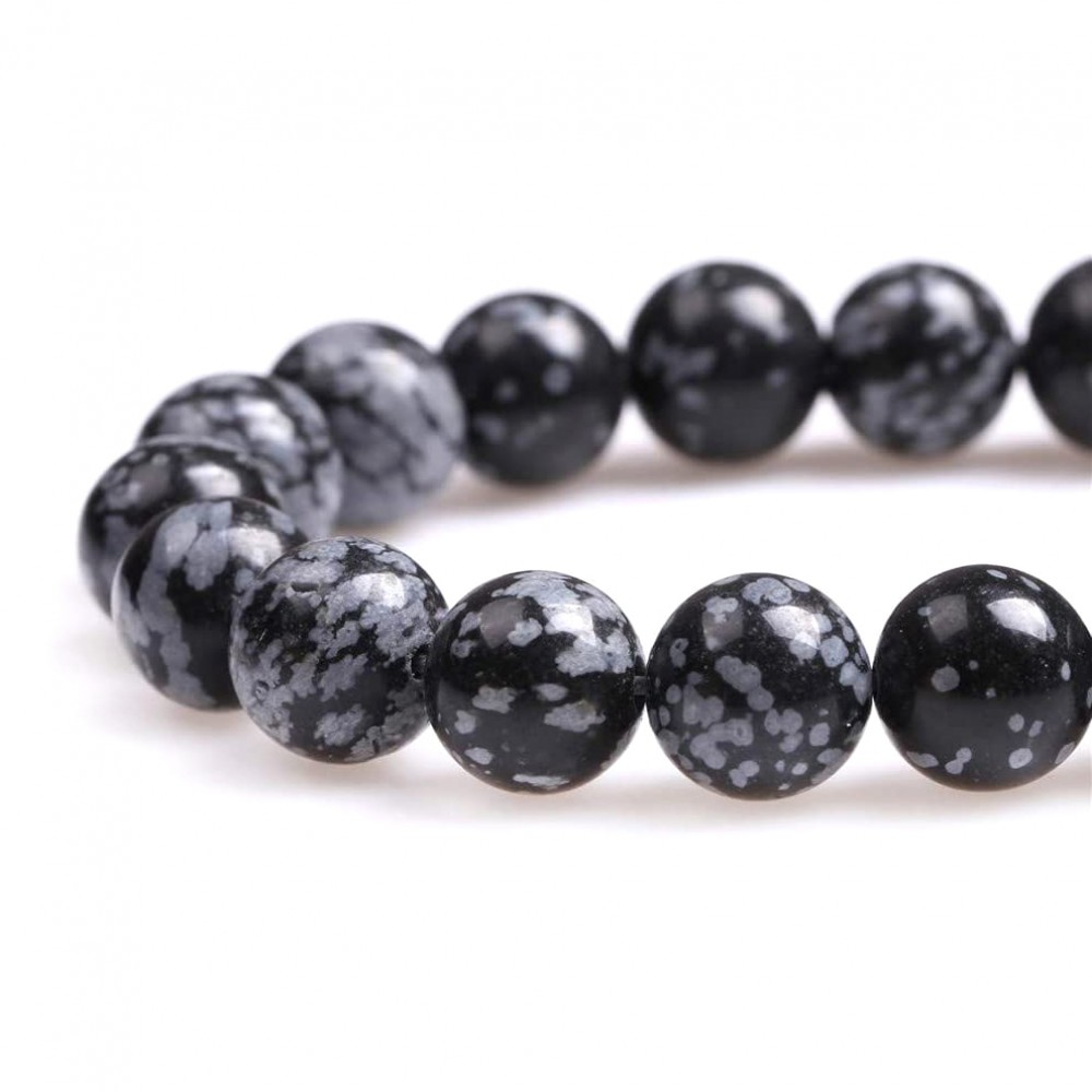 Οψιδιανός Χιονονιφάδα (Obsidian Snowflake) φυσικοί ημιπολύτιμοι λίθοι χάντρες 4mm/ 6mm/ 7mm/ 8mm/ 10mm (σειρά/38∽39cm) Οψιδιανός - Obsidian