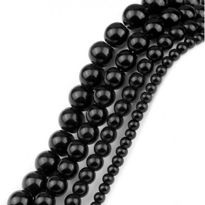 Όνυχας μαύρος (Onyx) φυσικοί ημιπολύτιμοι λίθοι χάντρες 3mm/ 4mm/ 6mm/ 8mm/ 10mm/ 12mm (σειρά/37∽40cm)