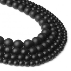 Όνυχας μαύρος ματ (Onyx) φυσικοί ημιπολύτιμοι λίθοι χάντρες 4mm/ 6mm/ 8mm/ 10mm/ 12mm (σειρά/37∽39cm) Όνυχας - Onyx