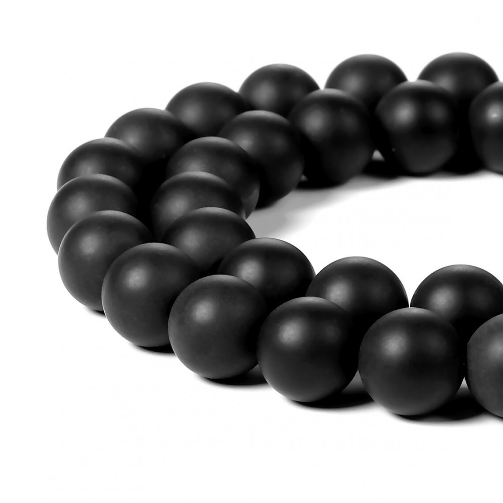 Όνυχας μαύρος ματ (Onyx) φυσικοί ημιπολύτιμοι λίθοι χάντρες 4mm/ 6mm/ 8mm/ 10mm/ 12mm (σειρά/37∽39cm) Όνυχας - Onyx