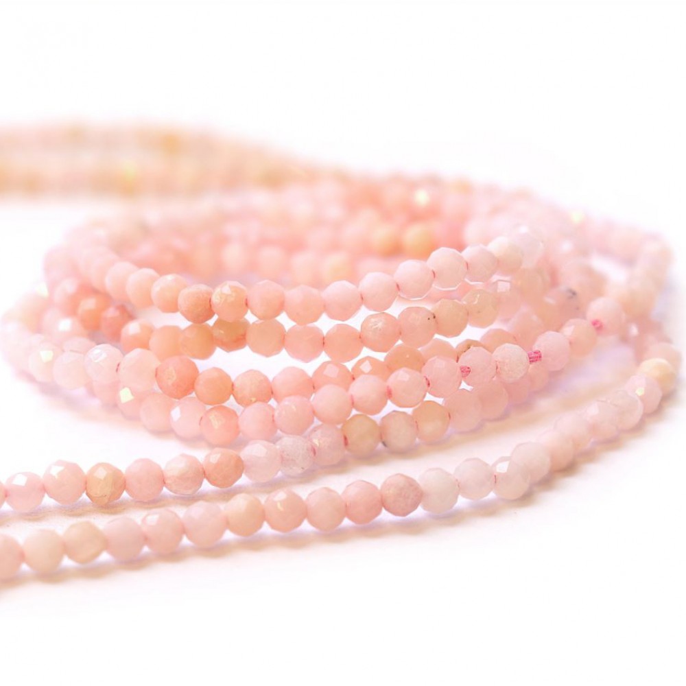 Οπάλιο Ροζ (Pink Opal) φυσικοί ημιπολύτιμοι λίθοι χάντρες πολυγωνικές 4mm (σειρά∽40cm∽114χάντρες) Οπάλιο - Opal