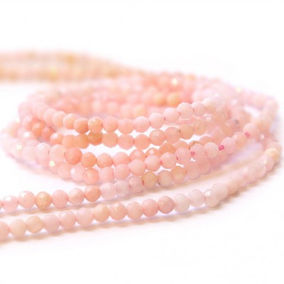 Οπάλιο Ροζ (Pink Opal) φυσικοί ημιπολύτιμοι λίθοι χάντρες πολυγωνικές 4mm (σειρά∽40cm∽114χάντρες)