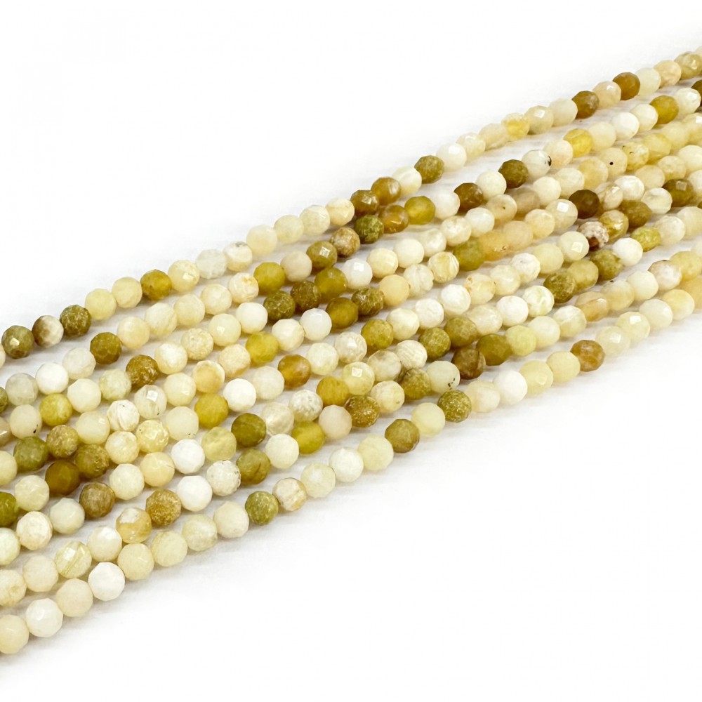 Οπάλιο Κίτρινο (Yellow Opal) φυσικοί ημιπολύτιμοι λίθοι χάντρες πολυγωνικές 3mm (σειρά∽39cm∽128χάντρες) Οπάλιο - Opal