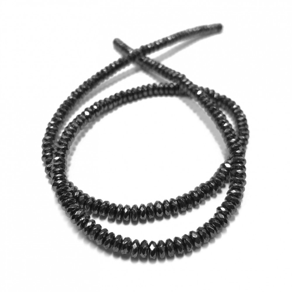 Αιματίτης (Hematite) φυσικοί ημιπολύτιμοι λίθοι χάντρες ροδέλα πολυγωνικές 4x2mm (σειρά∽41cm∽210χάντρες) Αιματίτης - Hematite