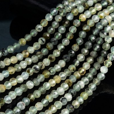Πρενίτης (Prehnite) φυσικοί ημιπολύτιμοι λίθοι χάντρες πολυγωνικές 4mm/ 6mm/ 8mm (σειρά∽39cm)