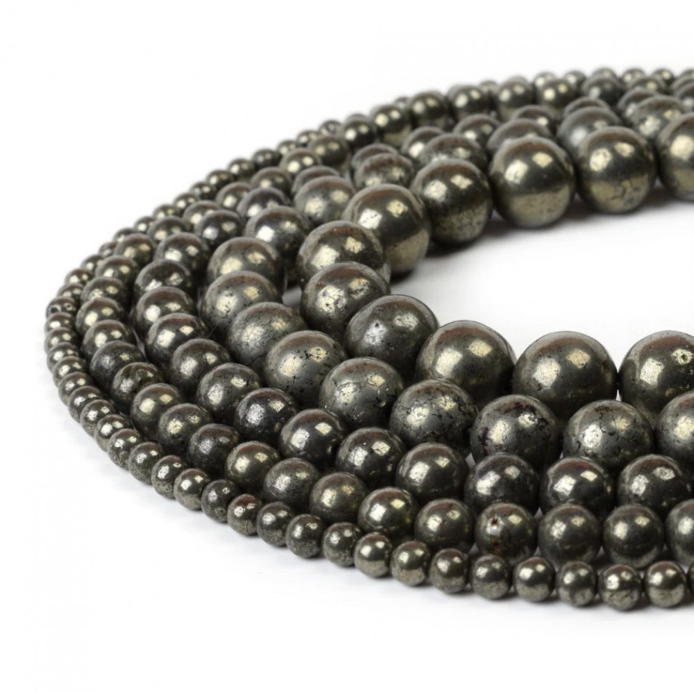 Pyrite beads natural semi precious stones 4mm / 6mm / 8mm / 10mm (string/38∽40cm) Pyrite