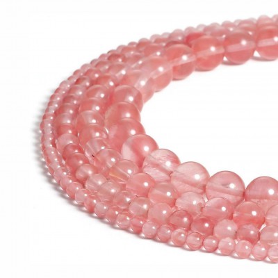 Χαλαζίας (Cherry Quartz) φυσικοί ημιπολύτιμοι λίθοι χάντρες 5mm/ 6mm/ 8mm/ 10mm (σειρά∽38cm)