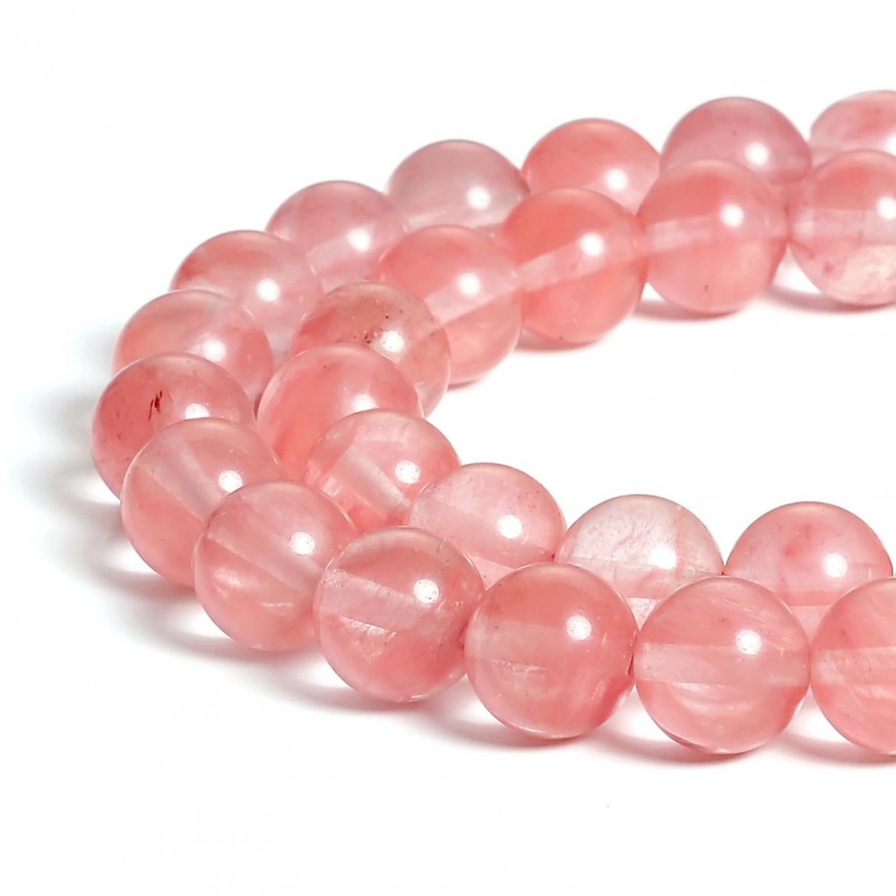Χαλαζίας (Cherry Quartz) φυσικοί ημιπολύτιμοι λίθοι χάντρες 5mm/ 6mm/ 8mm/ 10mm (σειρά∽38cm) Χαλαζίας - Quartz