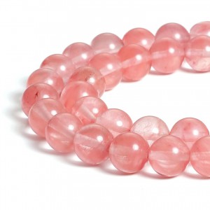 Χαλαζίας (Cherry Quartz) φυσικοί ημιπολύτιμοι λίθοι χάντρες 5mm/ 6mm/ 8mm/ 10mm (σειρά∽38cm) Χαλαζίας - Quartz