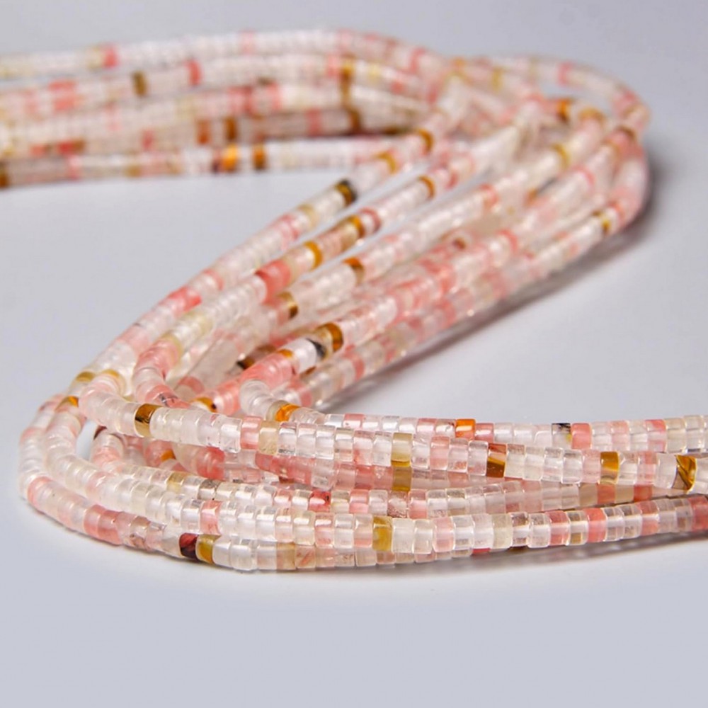 Χαλαζίας (Fire Cherry Quartz) φυσικοί ημιπολύτιμοι λίθοι χάντρες ροδέλα 4x2mm (σειρά∽39cm∽150χάντρες) Χαλαζίας - Quartz