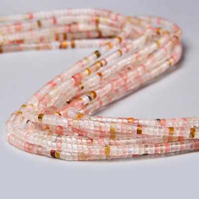 Χαλαζίας (Fire Cherry Quartz) φυσικοί ημιπολύτιμοι λίθοι χάντρες ροδέλα 4x2mm (σειρά∽39cm∽150χάντρες)