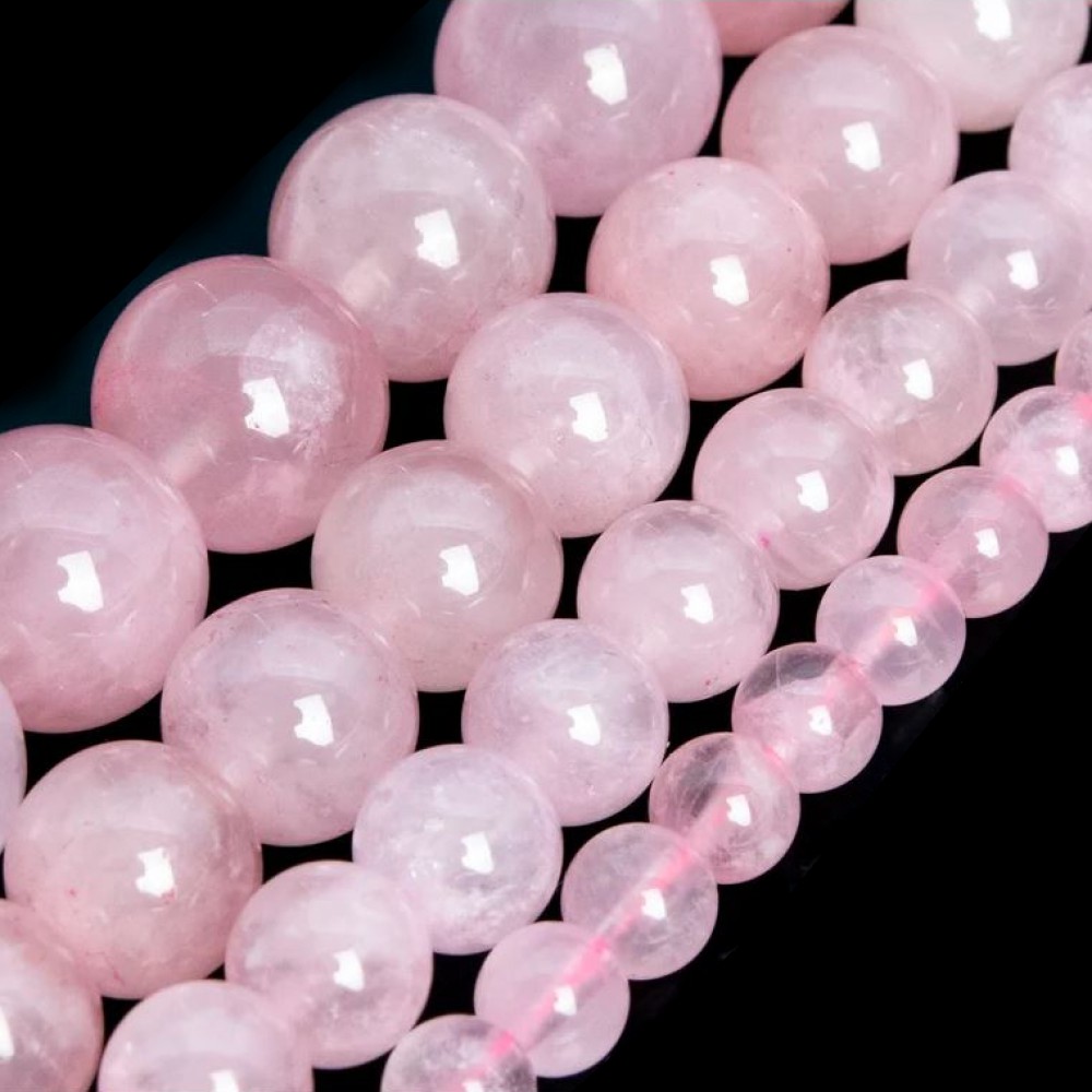 Χαλαζίας ροζ (Rose Quartz) φυσικοί ημιπολύτιμοι λίθοι χάντρες 4mm/ 6mm/ 8mm/ 10mm/ 12mm (σειρά/38∽39cm) Χαλαζίας - Quartz