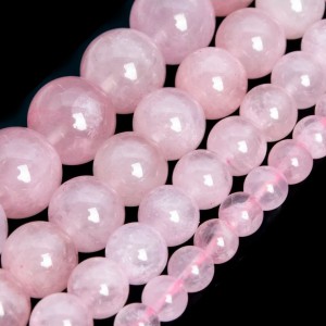 Χαλαζίας ροζ (Rose Quartz) φυσικοί ημιπολύτιμοι λίθοι χάντρες 4mm/ 6mm/ 8mm/ 10mm/ 12mm (σειρά/38∽39cm) Χαλαζίας - Quartz