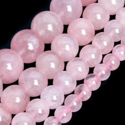 Χαλαζίας ροζ (Rose Quartz) φυσικοί ημιπολύτιμοι λίθοι χάντρες 4mm/ 6mm/ 8mm/ 10mm/ 12mm (σειρά/38∽39cm)
