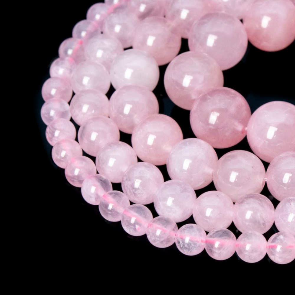 Χαλαζίας ροζ (Rose Quartz) φυσικοί ημιπολύτιμοι λίθοι χάντρες 4mm/ 6mm/ 8mm/ 10mm/ 12mm (σειρά/38∽39cm) Χαλαζίας - Quartz