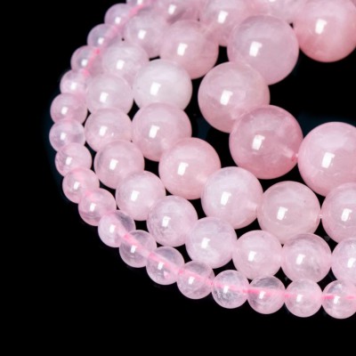Χαλαζίας ροζ (Rose Quartz) φυσικοί ημιπολύτιμοι λίθοι χάντρες 4mm/ 6mm/ 8mm/ 10mm/ 12mm (σειρά/38∽39cm)
