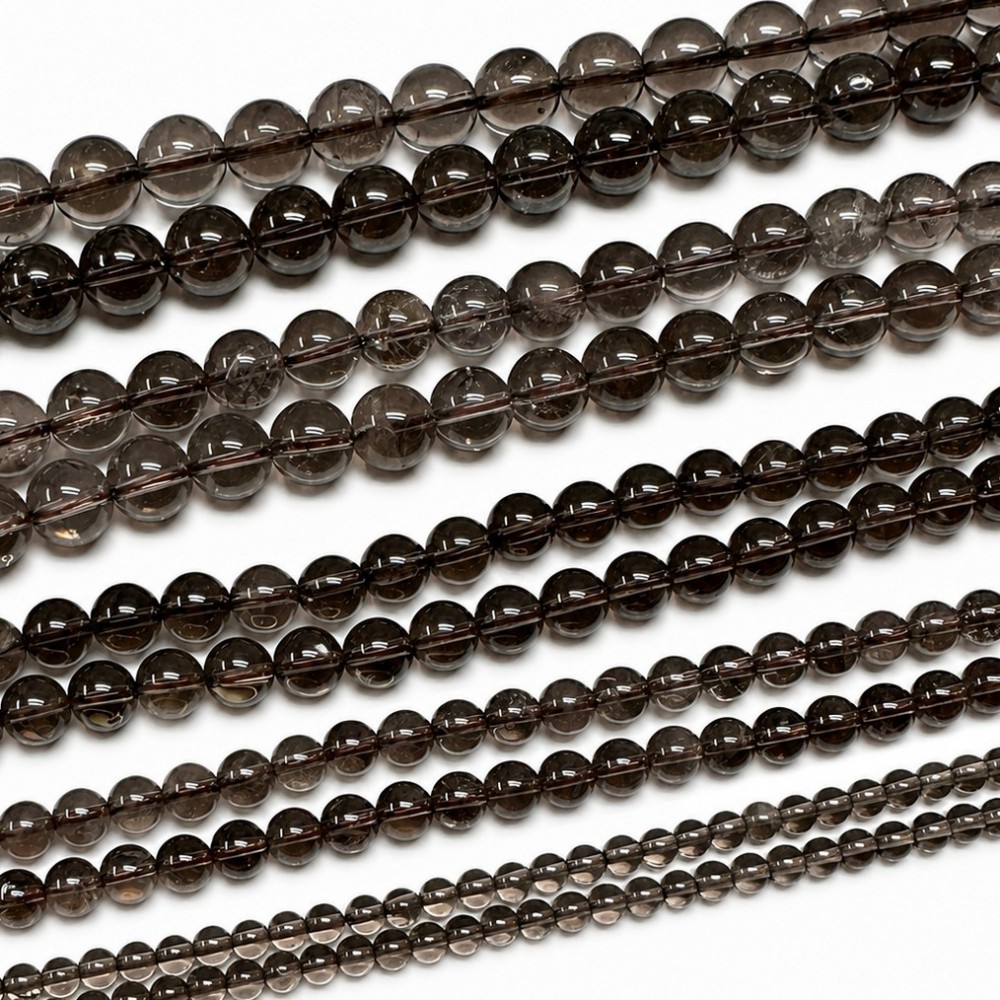 Χαλαζίας Καπνίας (Smoky Quartz) φυσικοί ημιπολύτιμοι λίθοι χάντρες 4mm/ 6mm/ 8mm/ 10mm/ 12mm (σειρά/36∽39cm) Χαλαζίας - Quartz