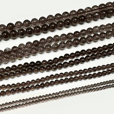 Χαλαζίας Καπνίας (Smoky Quartz) φυσικοί ημιπολύτιμοι λίθοι χάντρες 4mm/ 6mm/ 8mm/ 10mm/ 12mm (σειρά/36∽39cm)