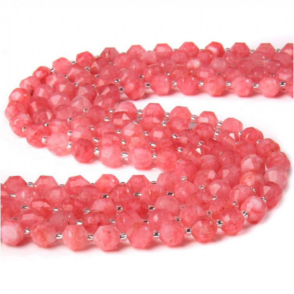 Ροδοχρωσίτης (Rhodochrosite) φυσικοί ημιπολύτιμοι λίθοι χάντρες πολυγωνικές 8mm (σειρά∽37χάντρες) Ροδοχρωσίτης - Rhodochrosite