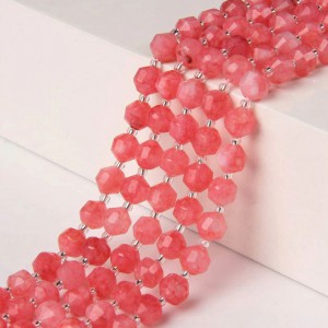 Ροδοχρωσίτης (Rhodochrosite) φυσικοί ημιπολύτιμοι λίθοι χάντρες πολυγωνικές 8mm (σειρά∽37χάντρες) Ροδοχρωσίτης - Rhodochrosite