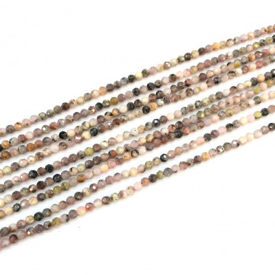 Ροδοχρωσίτης (Rhodochrosite multicolor) φυσικοί ημιπολύτιμοι λίθοι χάντρες πολυγωνικές 3mm (σειρά∽39cm∽140χάντρες)