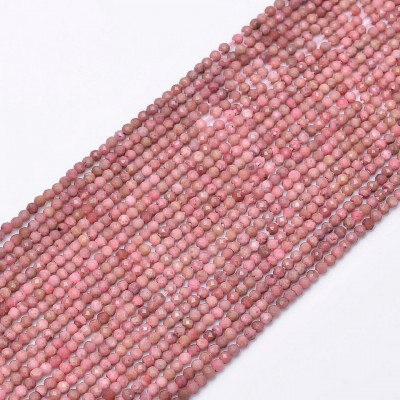 Ροδονίτης ροζ (Rhodonite) φυσικοί ημιπολύτιμοι λίθοι χάντρες πολυγωνικές 2mm (σειρά∽39cm∽200χάντρες)