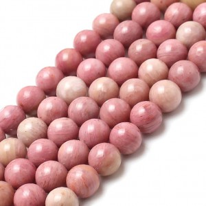 Ροδονίτης ροζ (Rhodonite) φυσικοί ημιπολύτιμοι λίθοι χάντρες 5mm/ 6mm/ 8mm/ 10mm (σειρά/37∽39cm) Ροδονίτης - Rhodonite