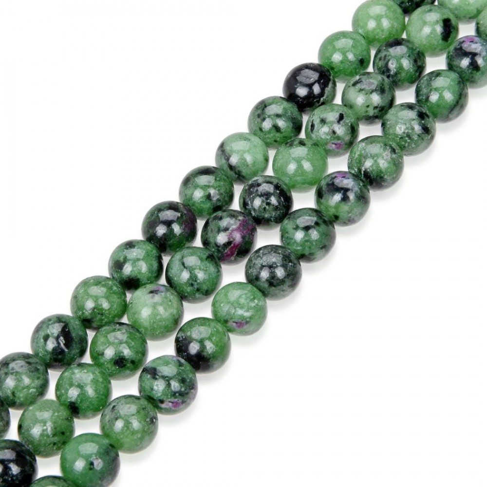 Ρουμπίνι σε Ζοϊσίτη (Ruby Zoisite) φυσικοί ημιπολύτιμοι λίθοι χάντρες 4mm/ 6mm/ 8mm/ 10mm (σειρά/37∽38cm) Ρουμπίνι σε Ζοϊσίτη - Ruby Zoisite