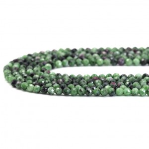 Ρουμπίνι σε Ζοϊσίτη (Ruby Zoisite) φυσικοί ημιπολύτιμοι λίθοι χάντρες πολυγωνικές 3mm (σειρά∽39cm∽132χάντρες) Ρουμπίνι σε Ζοϊσίτη - Ruby Zoisite