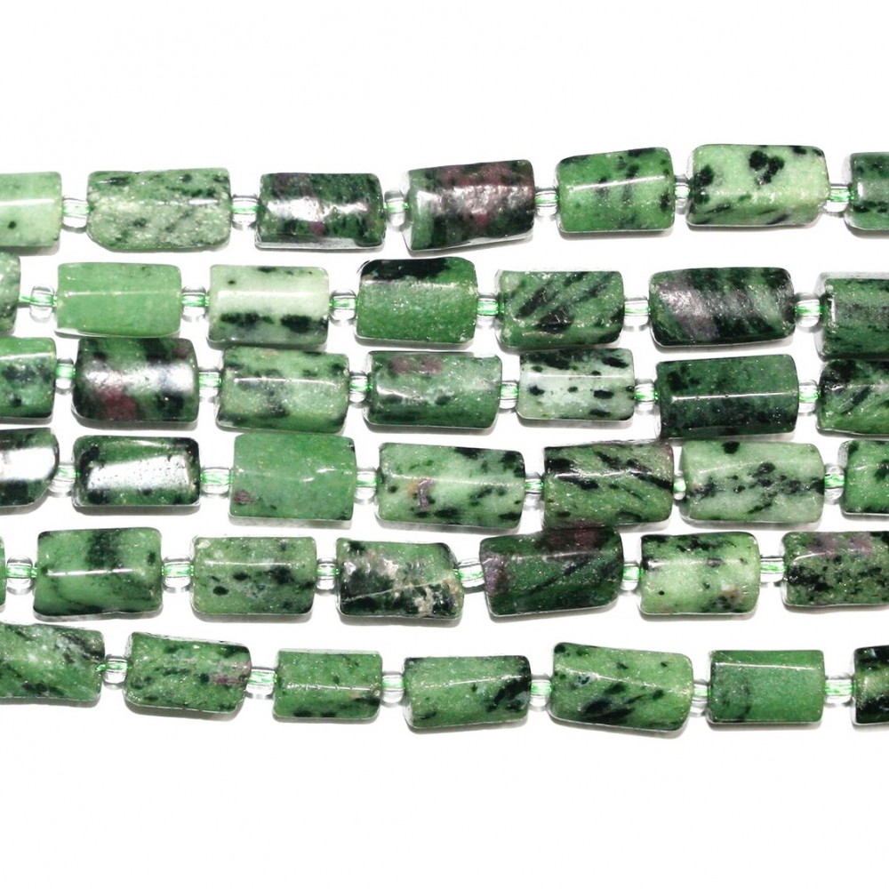 Ρουμπίνι σε Ζοϊσίτη (Ruby Zoisite) φυσικοί ημιπολύτιμοι λίθοι χάντρες σωληνάκι ακανόνιστο 12x8mm (σειρά∽27χάντρες) Ρουμπίνι σε Ζοϊσίτη - Ruby Zoisite