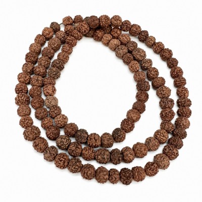 Ρουντράκσα (Rudraksha) φυσικοί καρποί χάντρες 8∽9mm καφέ χρώμα (σειρά∽90cm∽114χάντρες)