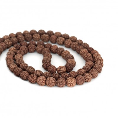 Ρουντράκσα (Rudraksha) φυσικοί καρποί 8∽9mm καφέ χρώμα (σειρά∽90cm∽114χάντρες)