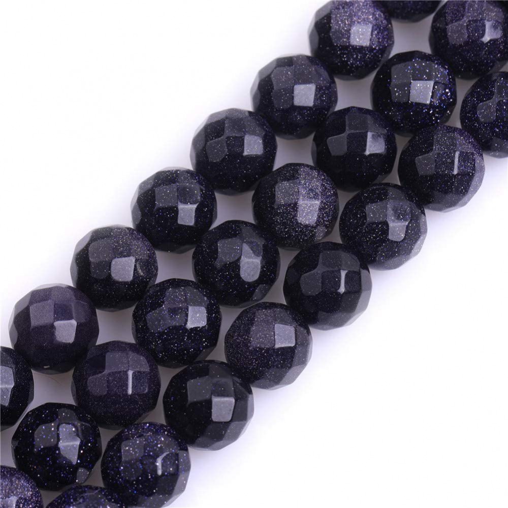 Χρυσόλιθος μπλε (blue Sandstone) φυσικοί ημιπολύτιμοι λίθοι χάντρες πολυγωνικές 14mm (σειρά∽38cm∽28χάντρες) Χρυσόλιθος - Sandstone