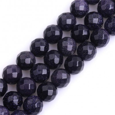 Χρυσόλιθος μπλε (blue Sandstone) φυσικοί ημιπολύτιμοι λίθοι χάντρες πολυγωνικές 14mm (σειρά∽38cm∽28χάντρες)