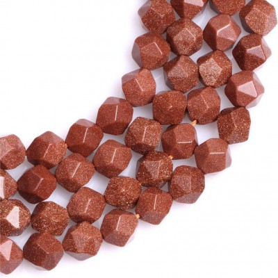 Χρυσόλιθος (gold Sandstone) φυσικοί ημιπολύτιμοι λίθοι χάντρες πολυγωνικές 8mm (σειρά∽35cm∽45χάντρες)